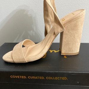 Nude wrapped block heel
